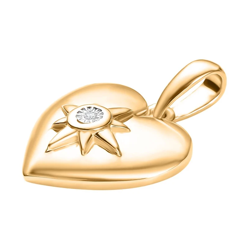 3er Set - D'Joy Weißer Diamant Ring, Ohrringe, Anhänger, 925 Silber Gelbgold, (Größe 19.00) ca. 0,03 ct.