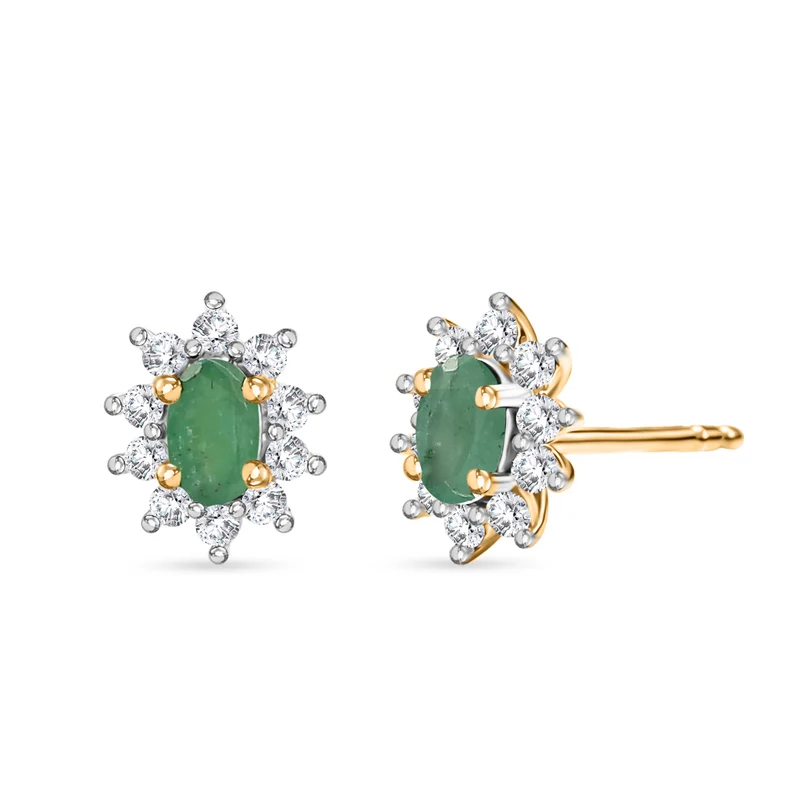 D'Joy AA Smaragd, Weißer Zirkon Ohrringe 925 Silber Rhodiniert ca. 1.32 ct