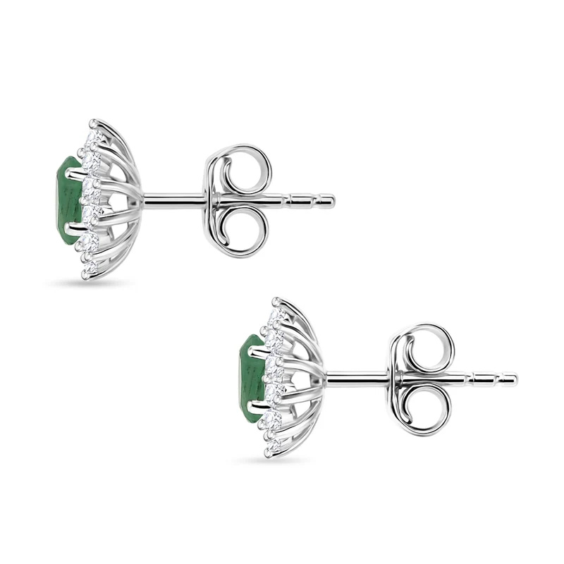 D'Joy AA Smaragd, Weißer Zirkon Ohrringe 925 Silber Rhodiniert ca. 1.32 ct