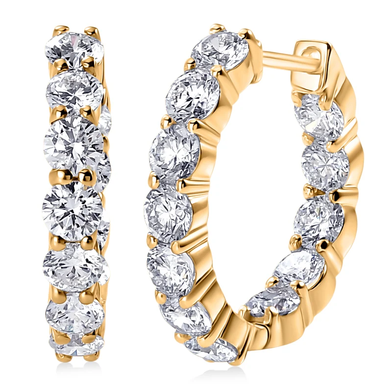 LUXURIANT 5,35 ct. SGL zertifizierte SI-GH Labor Diamant Ohrringe, 925 Silber 750 Gelbgold Vermeil