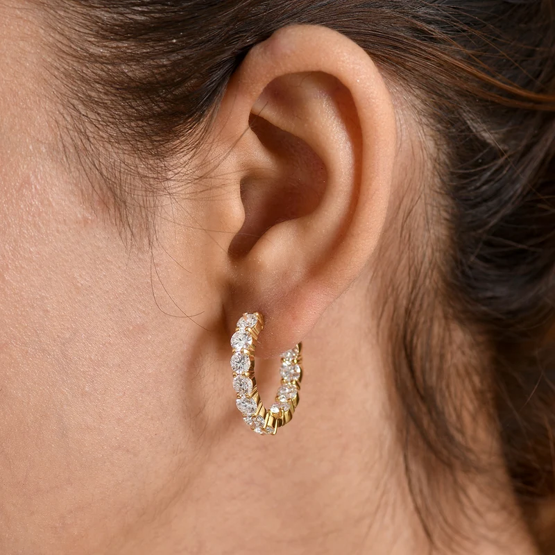 LUXURIANT 5,35 ct. SGL zertifizierte SI-GH Labor Diamant Ohrringe, 925 Silber 750 Gelbgold Vermeil