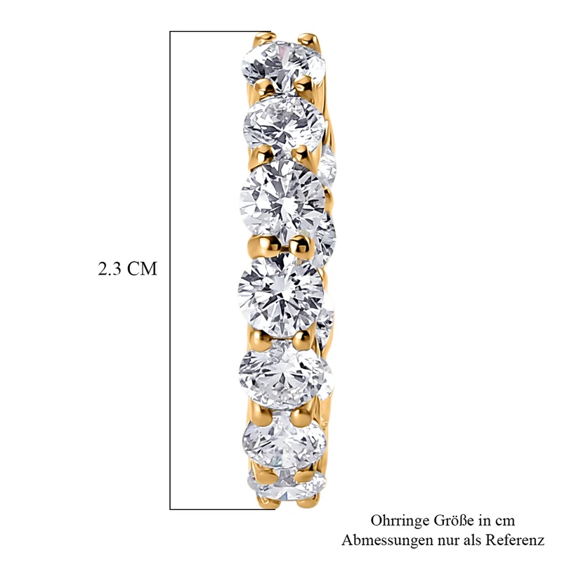 LUXURIANT 5,35 ct. SGL zertifizierte SI-GH Labor Diamant Ohrringe, 925 Silber 750 Gelbgold Vermeil