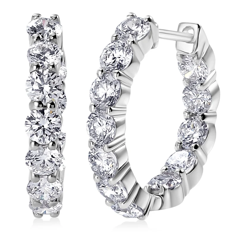 LUXURIANT 5,35 ct. SGL zertifizierte SI-GH Labor Diamant Ohrringe, 925 Silber 750 Gelbgold Vermeil