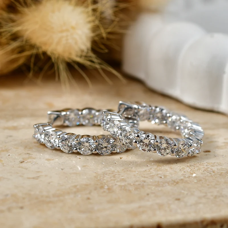 LUXURIANT 5,35 ct. SGL zertifizierte SI-GH Labor Diamant Ohrringe, 925 Silber 750 Gelbgold Vermeil