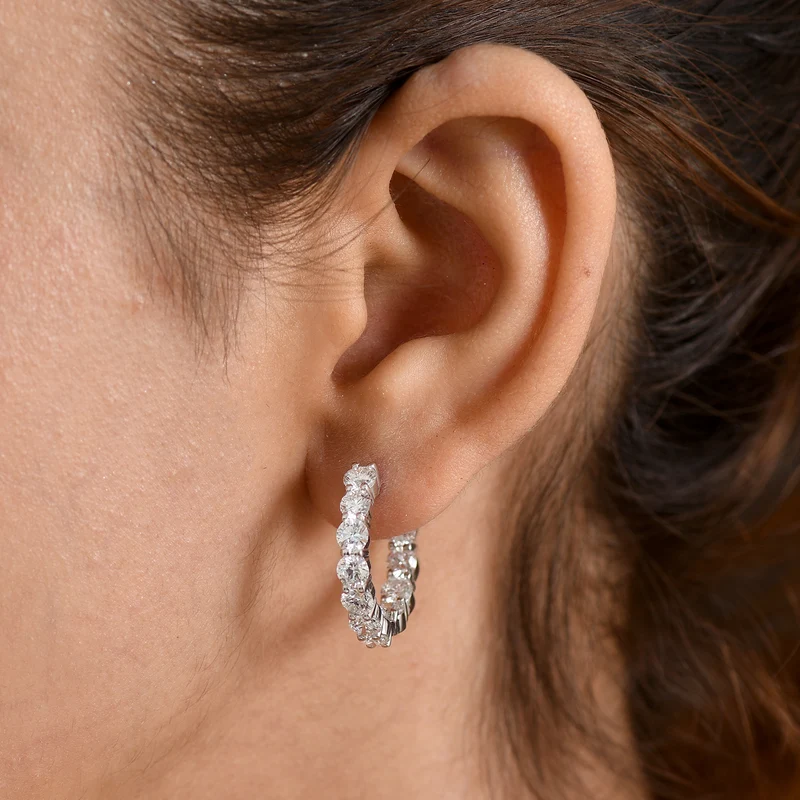 LUXURIANT 5,35 ct. SGL zertifizierte SI-GH Labor Diamant Ohrringe, 925 Silber 750 Gelbgold Vermeil