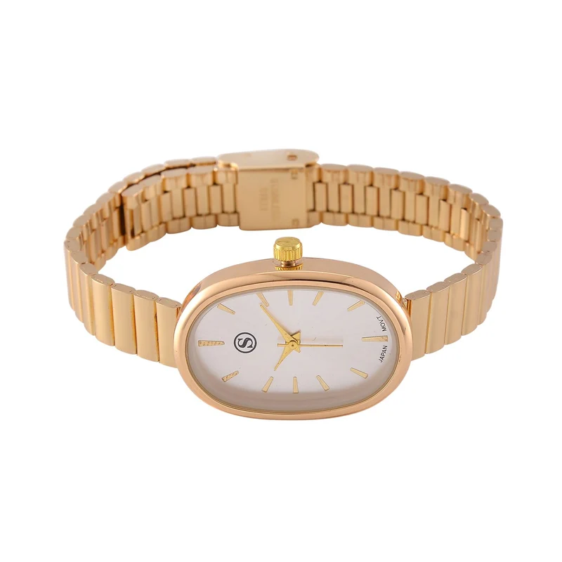 STRADA - Elegante Armbanduhr mit Japanischem PC21S Werk, Stahlsonnenschliff-Zifferblatt und Edelstahlarmband, Reiner Edelstahl, 19 cm