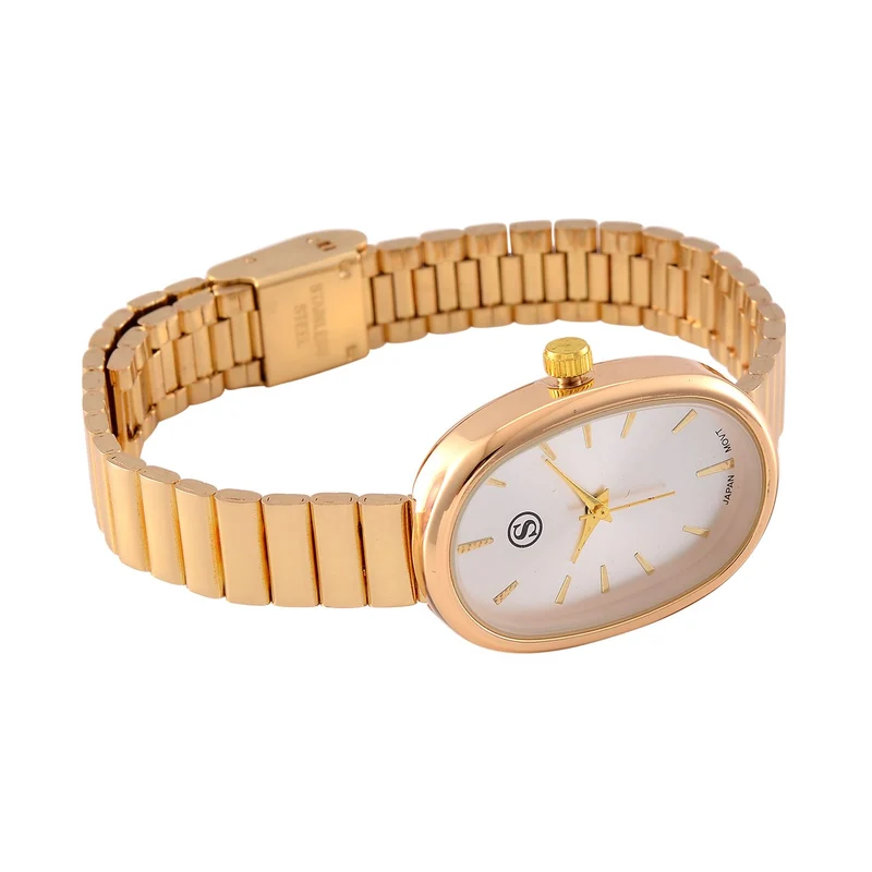 STRADA - Elegante Armbanduhr mit Japanischem PC21S Werk, Stahlsonnenschliff-Zifferblatt und Edelstahlarmband, Reiner Edelstahl, 19 cm