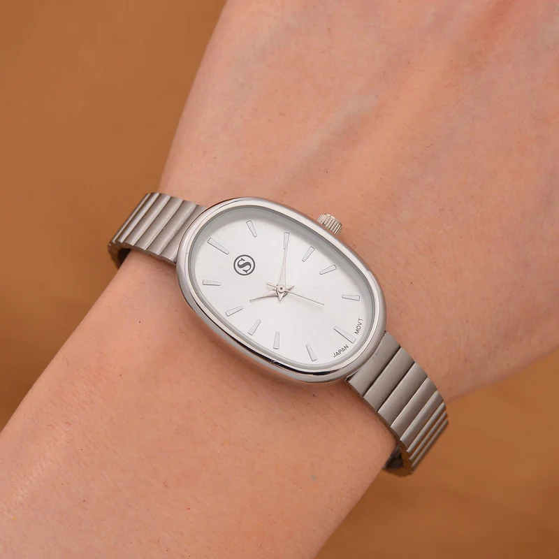 STRADA - Elegante Armbanduhr mit Japanischem PC21S Werk, Stahlsonnenschliff-Zifferblatt und Edelstahlarmband, Reiner Edelstahl, 19 cm