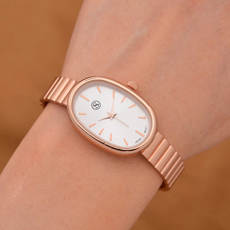 STRADA - Elegante Armbanduhr mit Japanischem PC21S Werk, Stahlsonnenschliff-Zifferblatt und Edelstahlarmband, Reiner Edelstahl, 19 cm