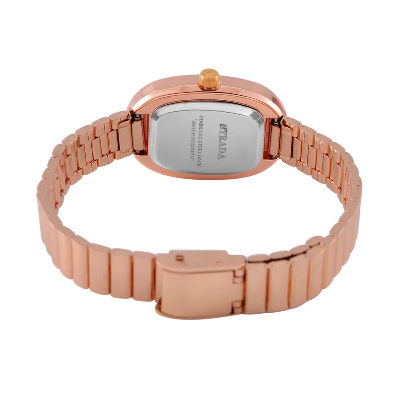 STRADA - Elegante Armbanduhr mit Japanischem PC21S Werk, Stahlsonnenschliff-Zifferblatt und Edelstahlarmband, Reiner Edelstahl, 19 cm