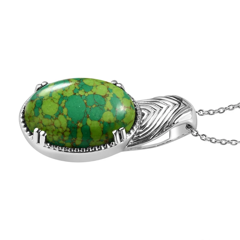 Unakite Anhänger mit Kette, 316L Edelstahl ca. 30.00 ct