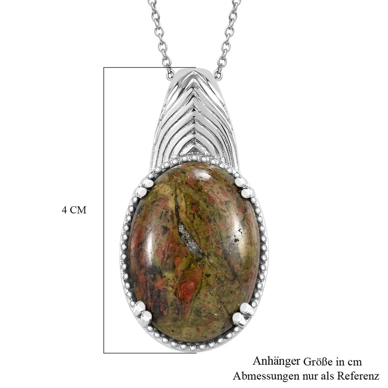 Unakite Anhänger mit Kette, 316L Edelstahl ca. 30.00 ct