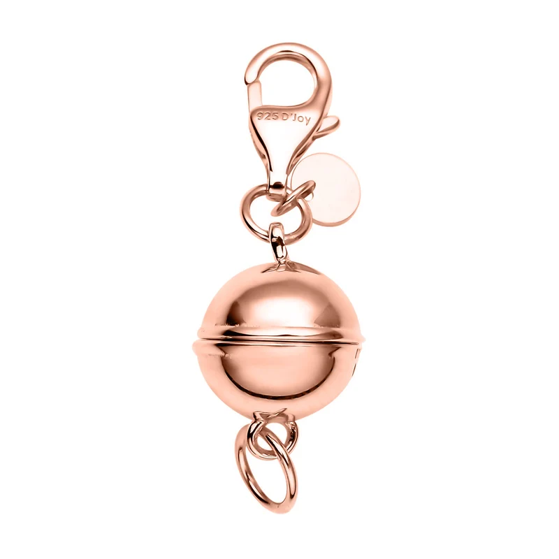 3er Set - Magnetverschluss Rundform, mit Karabinerverschluss, 925 Silber rhodiniert, rosévergoldet, vergoldet ca. 3,00g