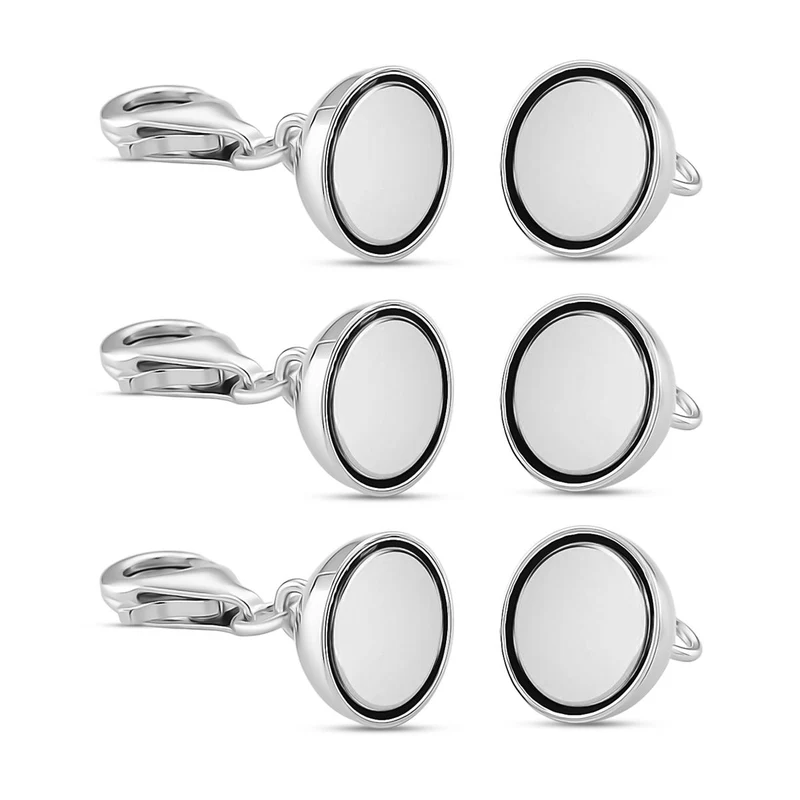 3er Set - Magnetverschluss Rundform, mit Karabinerverschluss, 925 Silber rhodiniert, rosévergoldet, vergoldet ca. 3,00g
