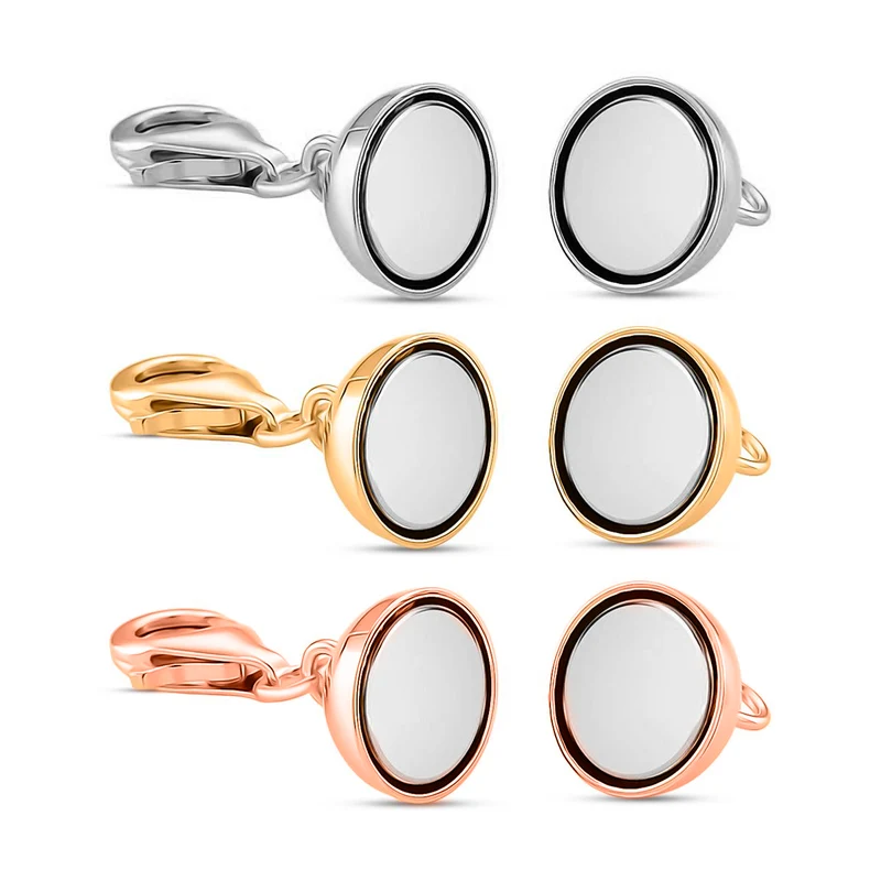 3er Set - Magnetverschluss Rundform, mit Karabinerverschluss, 925 Silber rhodiniert, rosévergoldet, vergoldet ca. 3,00g