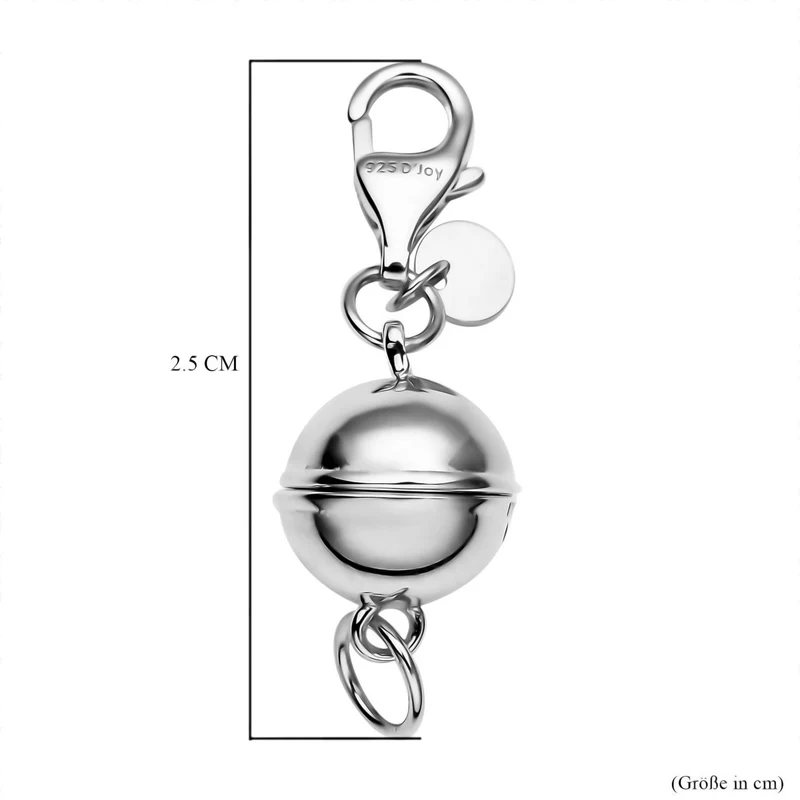 3er Set - Magnetverschluss Rundform, mit Karabinerverschluss, 925 Silber rhodiniert, rosévergoldet, vergoldet ca. 3,00g