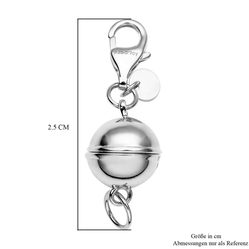 3er Set - Magnetverschluss Rundform, mit Karabinerverschluss, 925 Silber rhodiniert, rosévergoldet, vergoldet ca. 3,00g