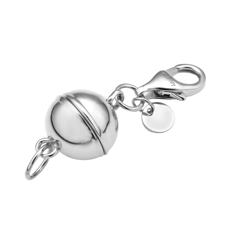 3er Set - Magnetverschluss Rundform, mit Karabinerverschluss, 925 Silber rhodiniert, rosévergoldet, vergoldet ca. 3,00g