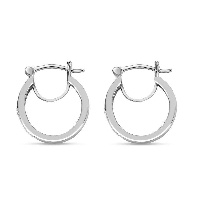 Moissanit Trilogie Creolen, 925 Silber rhodiniert - 0,62 ct.