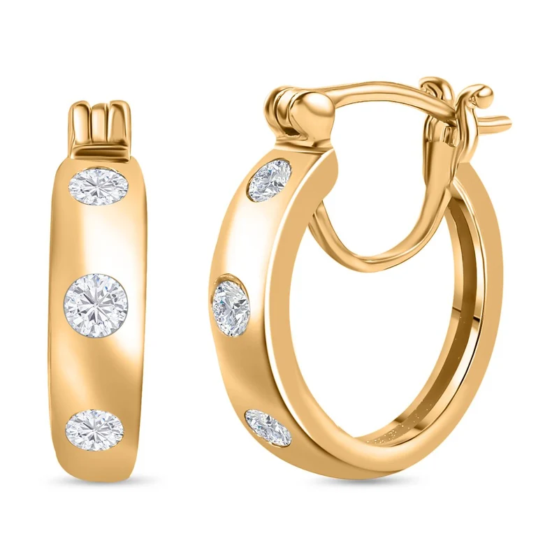 Moissanit Trilogie Creolen, 925 Silber rhodiniert - 0,62 ct.