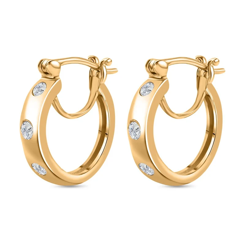 Moissanit Trilogie Creolen, 925 Silber rhodiniert - 0,62 ct.