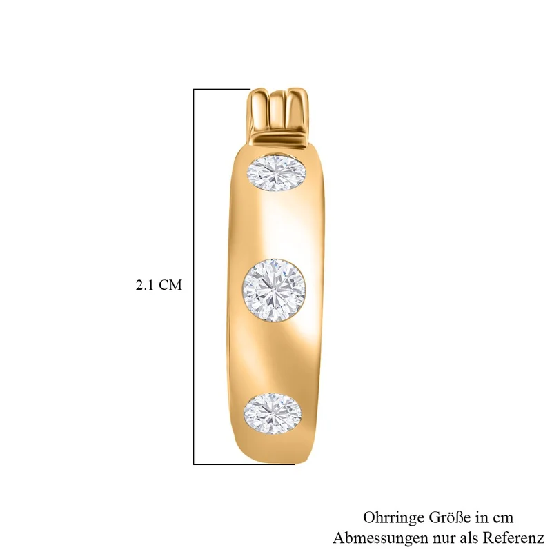 Moissanit Trilogie Creolen, 925 Silber rhodiniert - 0,62 ct.