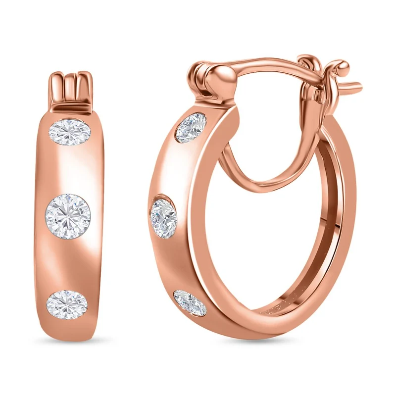 Moissanit Trilogie Creolen, 925 Silber rhodiniert - 0,62 ct.