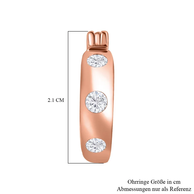 Moissanit Trilogie Creolen, 925 Silber rhodiniert - 0,62 ct.