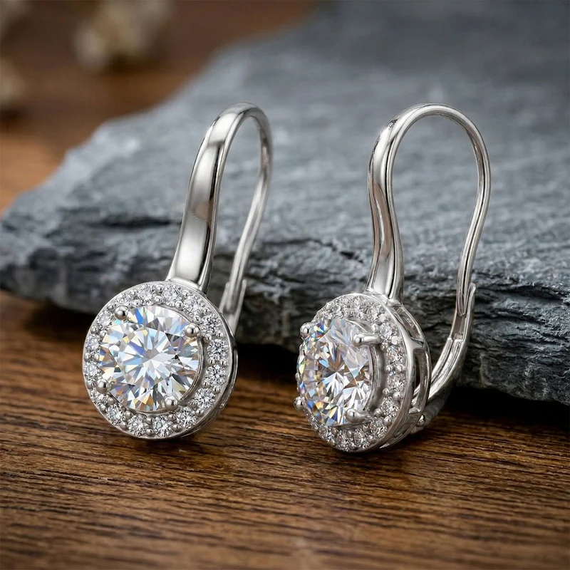 LUXURIANT 3 ct. SGL zertifizierte SI-GH Labor Diamant Ohrringe, 925 Silber 750 Gelbgold Vermeil