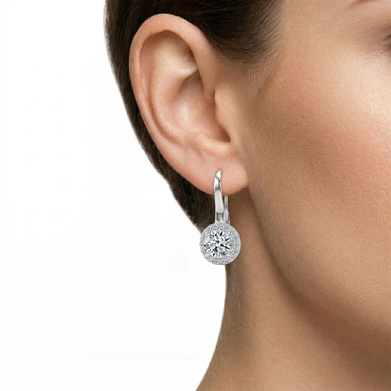LUXURIANT 3 ct. SGL zertifizierte SI-GH Labor Diamant Ohrringe, 925 Silber 750 Gelbgold Vermeil