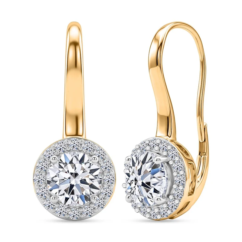 LUXURIANT 3 ct. SGL zertifizierte SI-GH Labor Diamant Ohrringe, 925 Silber 750 Gelbgold Vermeil