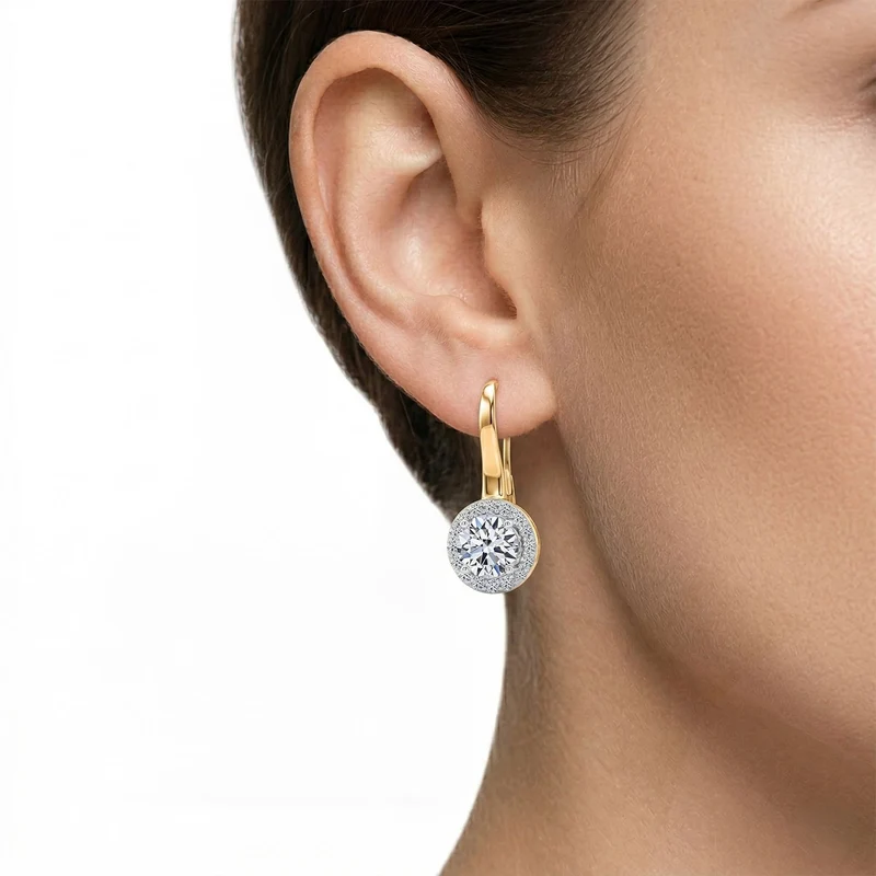 LUXURIANT 3 ct. SGL zertifizierte SI-GH Labor Diamant Ohrringe, 925 Silber 750 Gelbgold Vermeil
