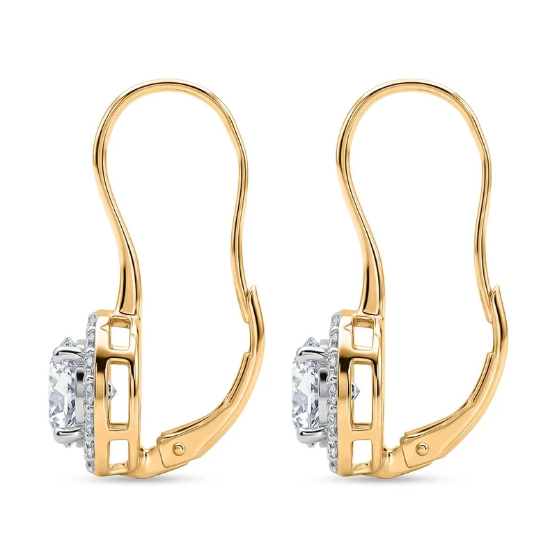 LUXURIANT 3 ct. SGL zertifizierte SI-GH Labor Diamant Ohrringe, 925 Silber 750 Gelbgold Vermeil