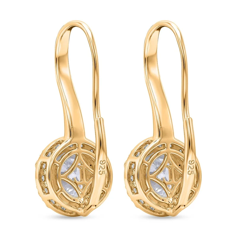 LUXURIANT 3 ct. SGL zertifizierte SI-GH Labor Diamant Ohrringe, 925 Silber 750 Gelbgold Vermeil