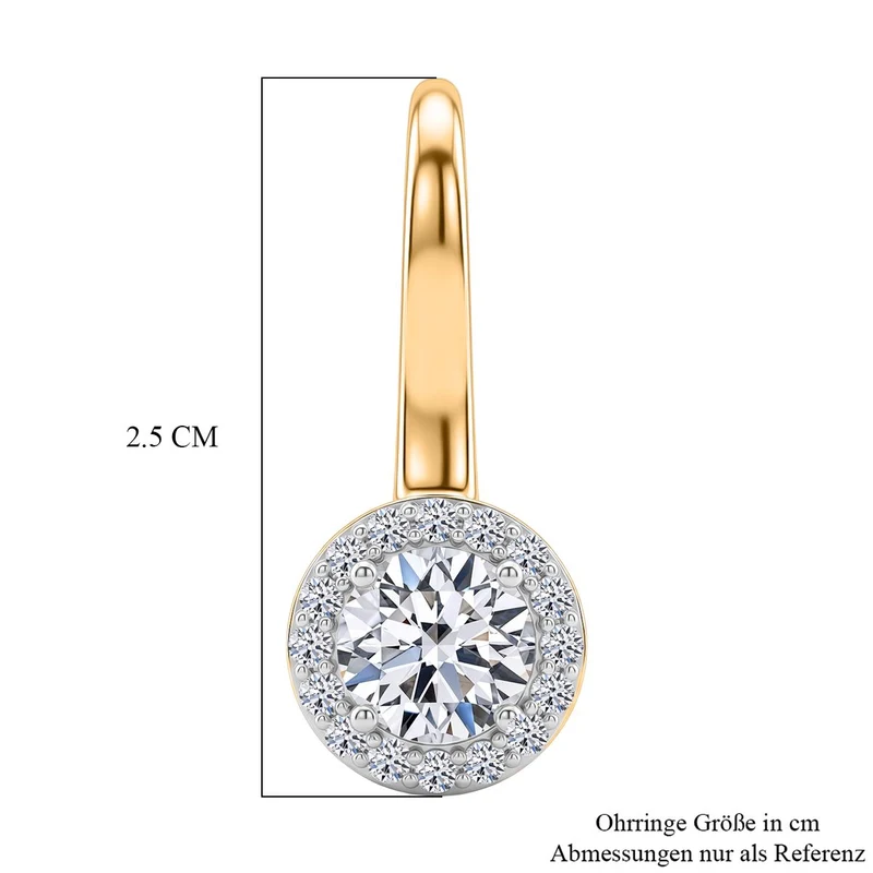 LUXURIANT 3 ct. SGL zertifizierte SI-GH Labor Diamant Ohrringe, 925 Silber 750 Gelbgold Vermeil