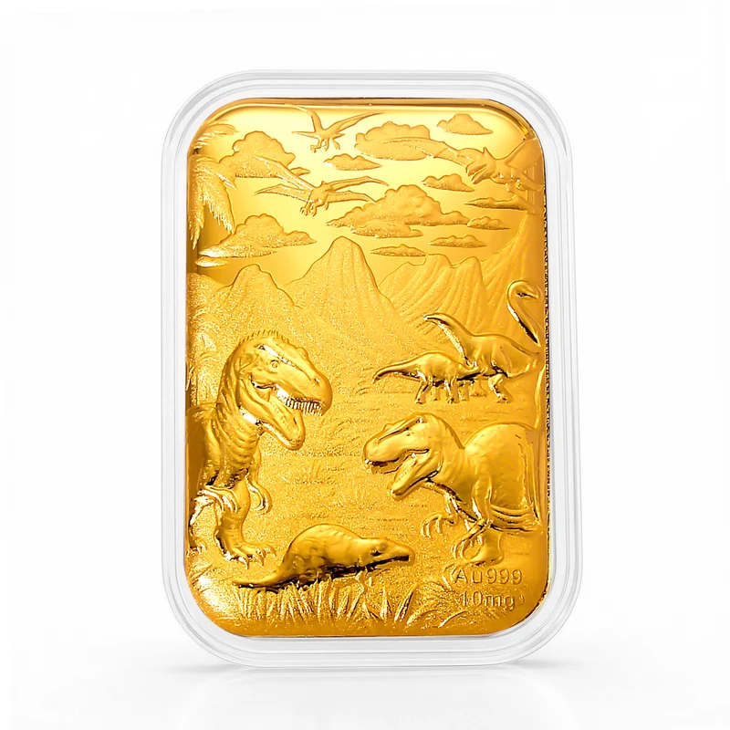 999er Goldfolie mit Dinosaurier-Motiv, 10mg, 4,55x3,1cm