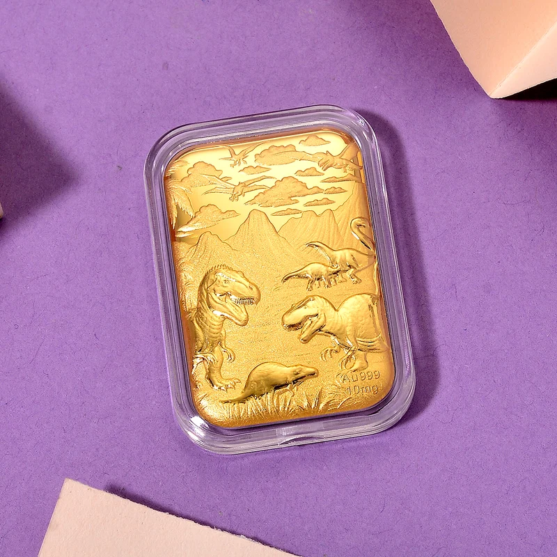 999er Goldfolie mit Dinosaurier-Motiv, 10mg, 4,55x3,1cm