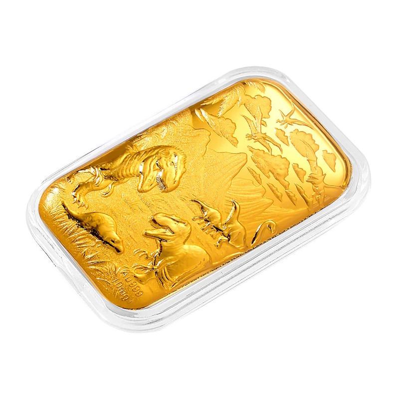 999er Goldfolie mit Dinosaurier-Motiv, 10mg, 4,55x3,1cm