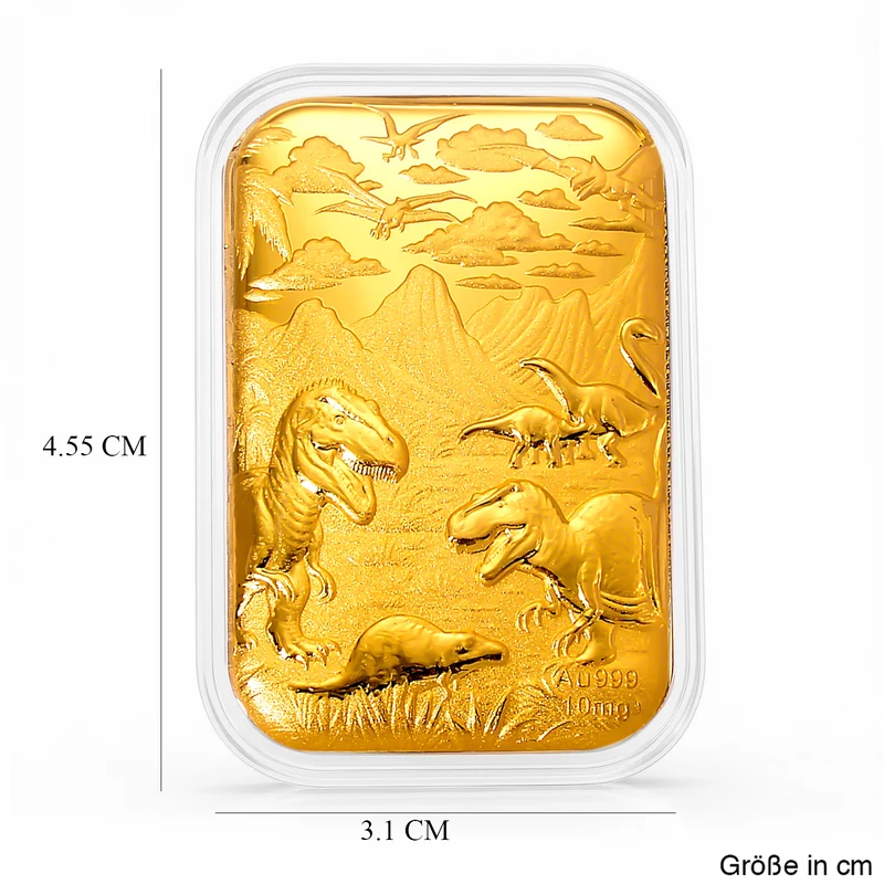 999er Goldfolie mit Dinosaurier-Motiv, 10mg, 4,55x3,1cm