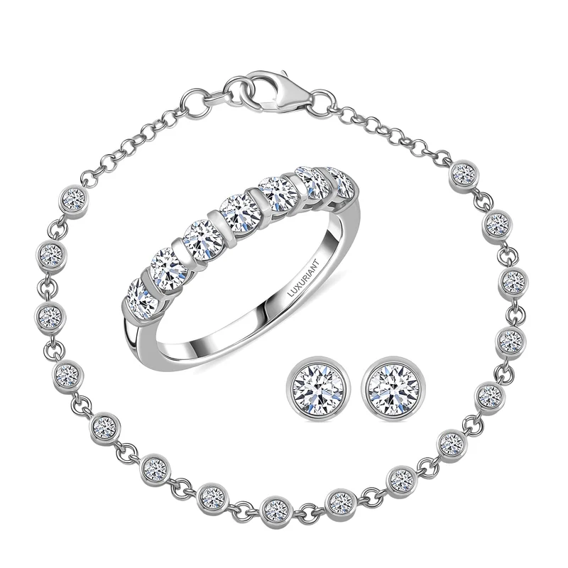 LUXURIANT DIAMOND - Lab Grown Diamant Schmuckset 925 Silber Rhodiniert (Größe 17) ca. 2.75 ct