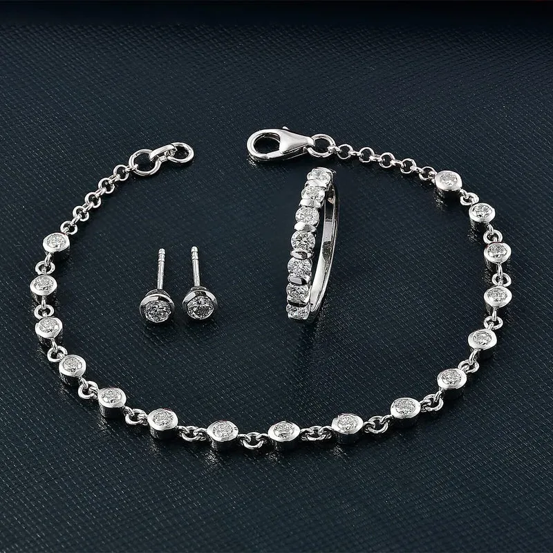 LUXURIANT DIAMOND - Lab Grown Diamant Schmuckset 925 Silber Rhodiniert (Größe 17) ca. 2.75 ct