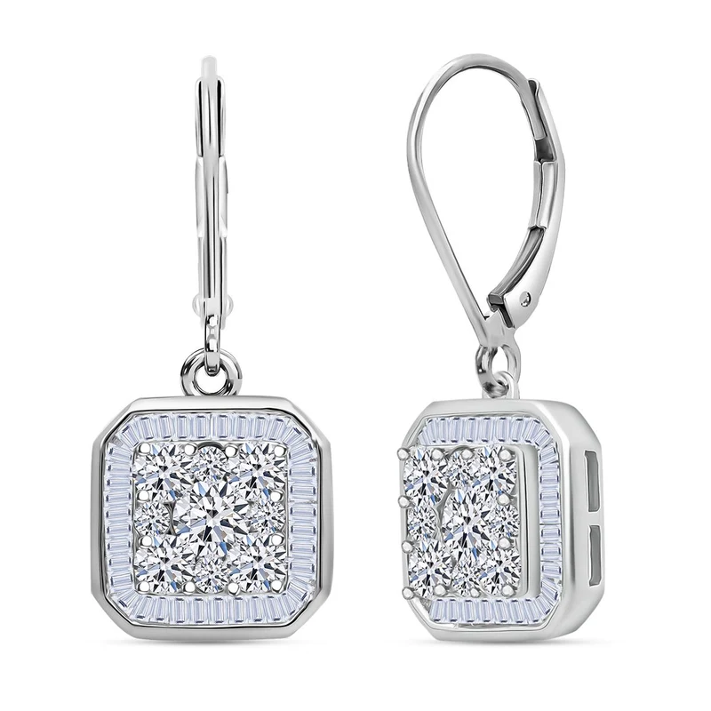 LUXURIANT 2 ct. SI-GH Labor Diamant Ohrringe, 925 Silber rhodiniert