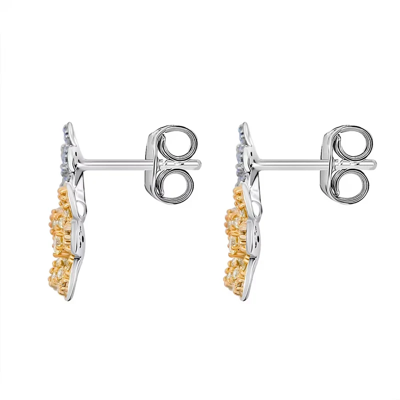 LUXURIANT 0,50 ct. VS-EF gelbe und weiße Labor Diamant Ohrringe, 925 Silber rhodiniert