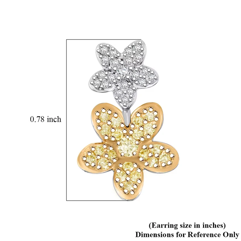 LUXURIANT 0,50 ct. VS-EF gelbe und weiße Labor Diamant Ohrringe, 925 Silber rhodiniert