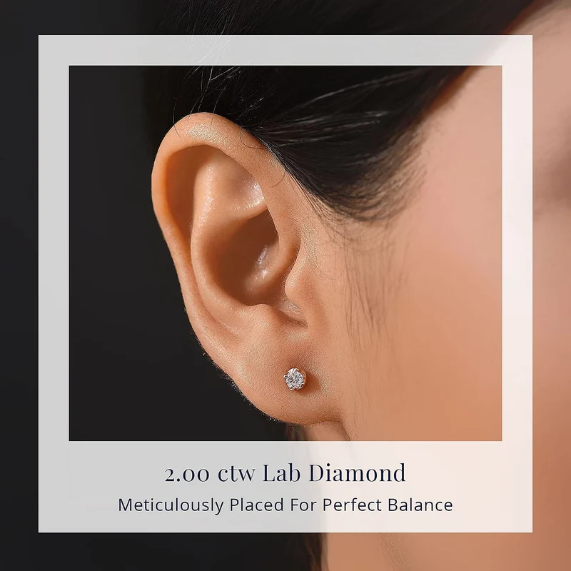 LUXURIANT 0,20 ct. I2 Labor Diamant Ohrringe mit pieksfreiem Kugelverschluss, 925 Silber rhodiniert