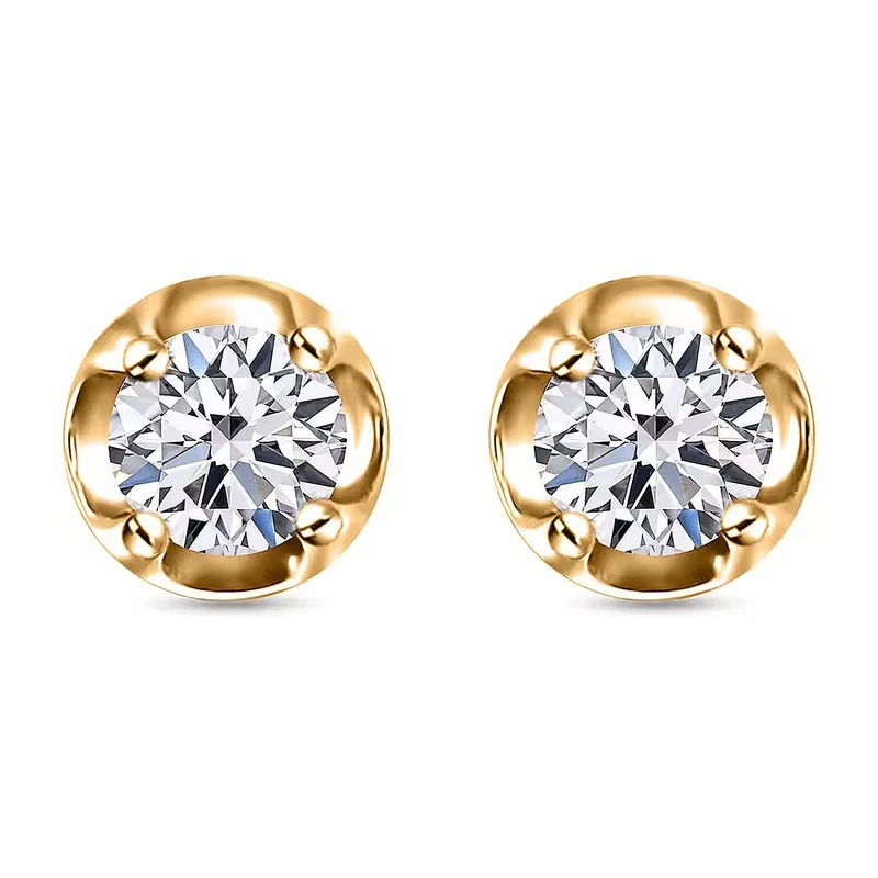 LUXURIANT 0,20 ct. I2 Labor Diamant Ohrringe mit pieksfreiem Kugelverschluss, 925 Silber rhodiniert