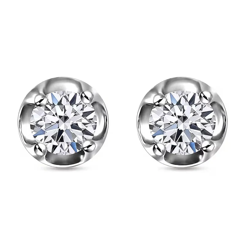 LUXURIANT 0,20 ct. I2 Labor Diamant Ohrringe mit pieksfreiem Kugelverschluss, 925 Silber rhodiniert