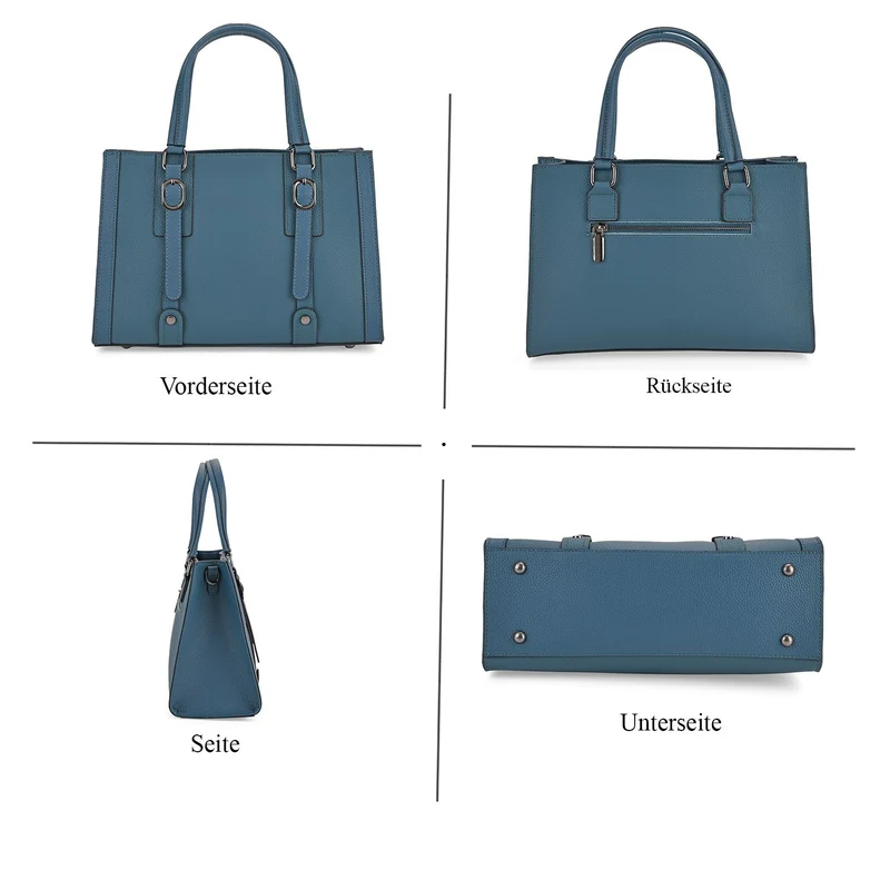 Crossbody-Tasche aus Echtleder mit Zierschnallen, 32x13x21 cm, Braun