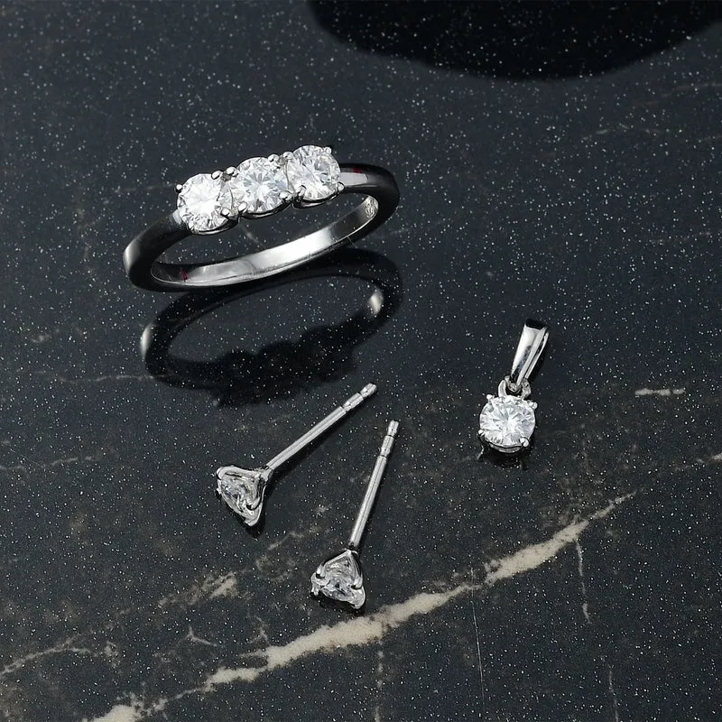 Moissanit Schmuckset 925 Silber rhodiniert (Größe 20) ca. 1,44 ct.
