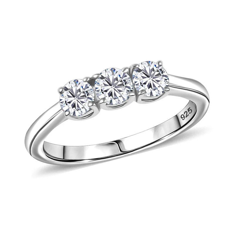 Moissanit Schmuckset 925 Silber rhodiniert (Größe 20) ca. 1,44 ct.